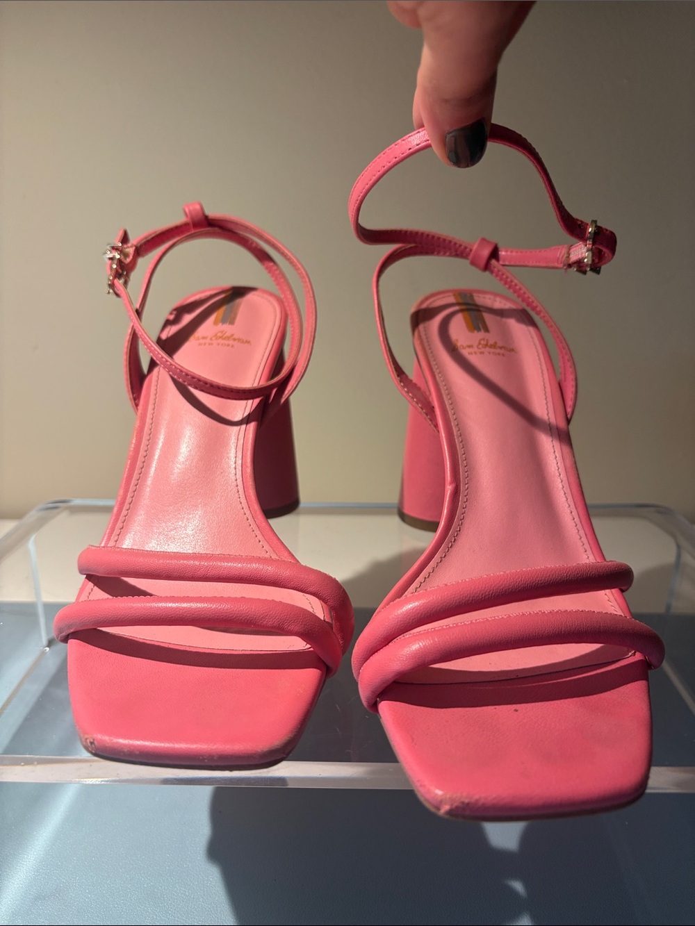 Sam Edelman KIA Pink Double-Strap Block Heel Sandals